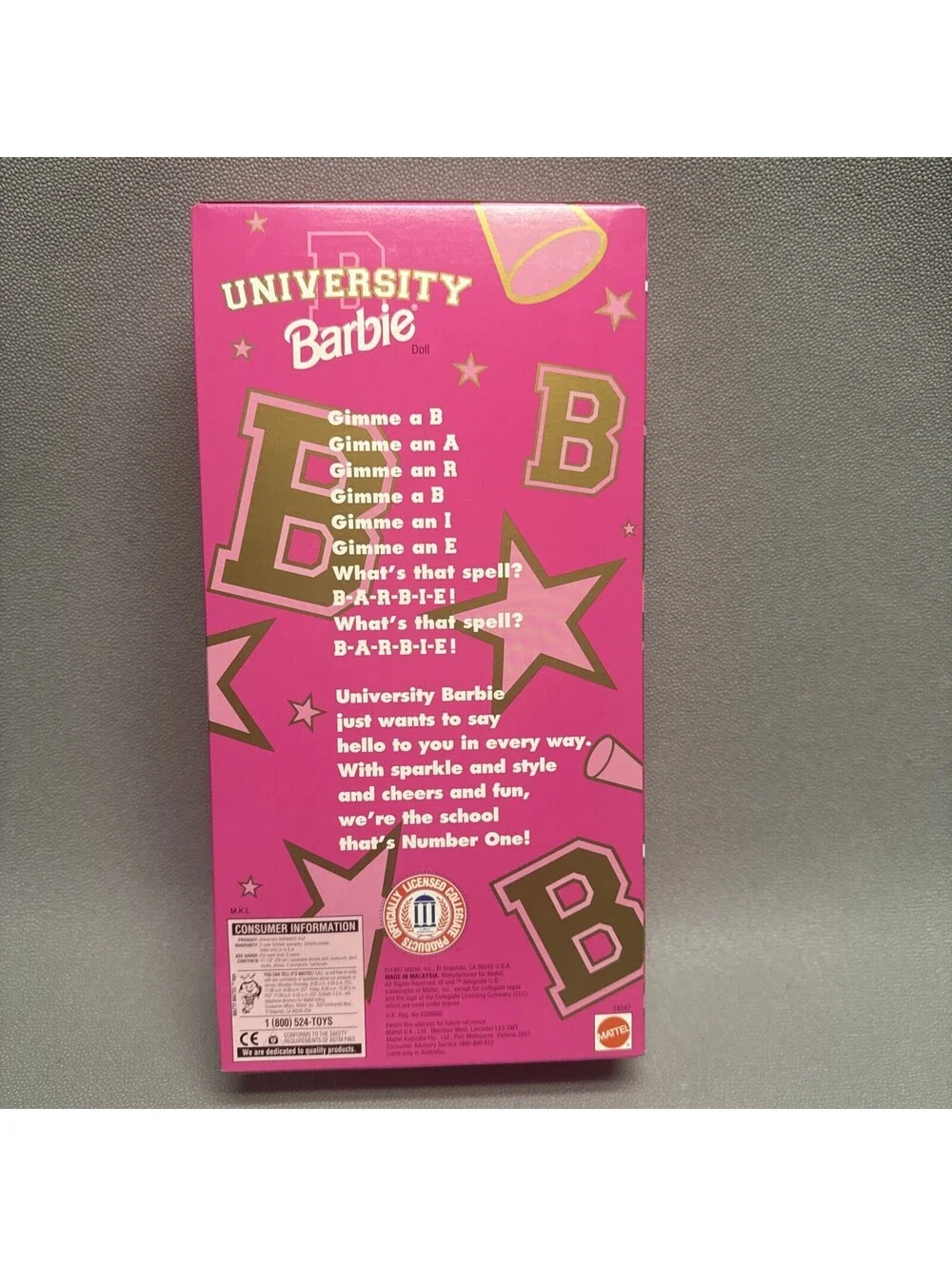 1997 University Of Tennessee Barbie Doll Volunteers Cheerleader Brown Hair Skin